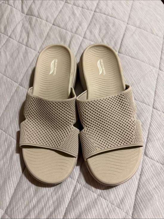 Skechers Shoes - Skechers Women's Light Beige Mesh Slide Sandals
